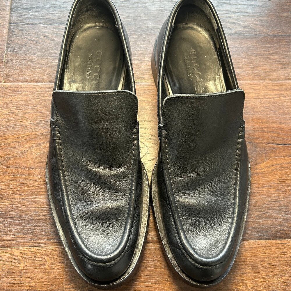 Gucci Apron Toe Leather Loafer Sz 9 D Black 114448